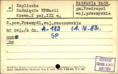 kapliczka Zaśnięcie NPMarii, skan 1