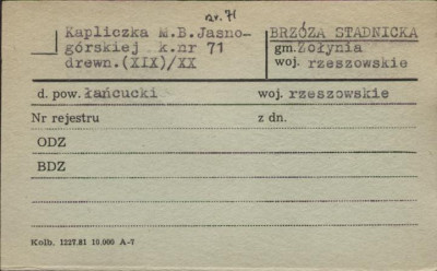 kapliczka M.B. Jasnogórskiej, skan 1