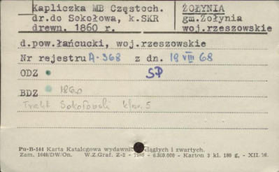kapliczka Matki Boskiej Częstochowskiej (przy dr. do Sokołowa), skan 1