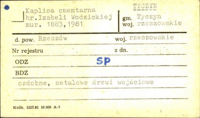 kaplica cmentarna hr. Izabeli Wodzickiej, skan 1