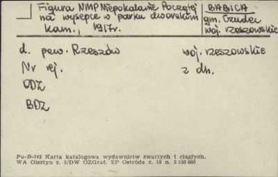 figurka NMP Niepokalanie Poczętej na wyspie w parku dworskim, skan 1