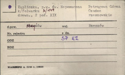 kapliczka św. Jana Nepomucena, skan 1