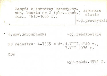 zespół klasztorny benedyktynek, baszta nr 2 płn.-zach., skan 2