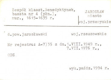 zespół klasztorny benedyktynek, baszta nr 4 płn., skan 2