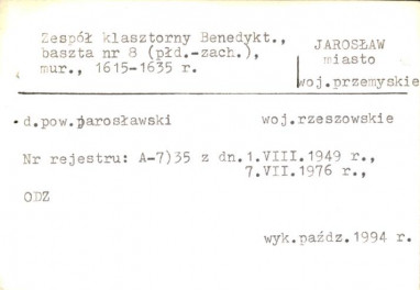 zespół klasztorny benedyktynek, baszta nr 8 płd.-zach., skan 2
