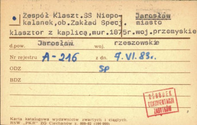 zespół klasztorny niepokalanek - klasztor z kaplicą, ob. Zakład Specjalny, skan 1