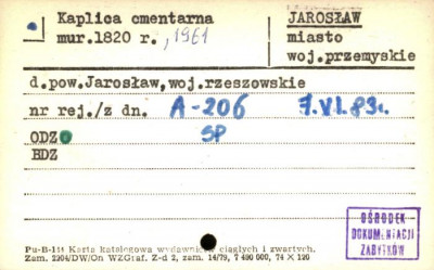 kaplica cmentarna na Cmentarzu Starym, skan 1