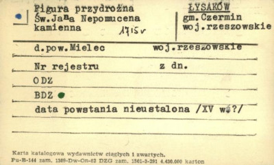 kapliczka przydrożna św. Jana Nepomucena, skan 1