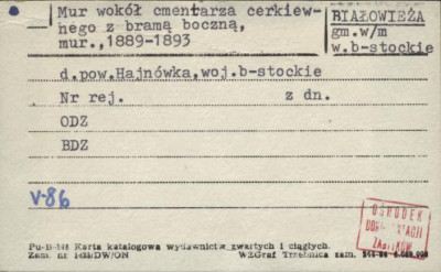 mur wokół cmentarza cerkiewnego z bramą boczną, skan 1