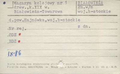 magazyn kolejowy nr 1 Białowieża - Towarowa, skan 1