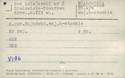 dom kolejarski nr 2 Białowieża - Towarowa, skan 1