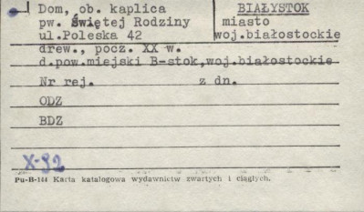 dom, ob. kaplica pw. Świętej Rodziny, skan 1