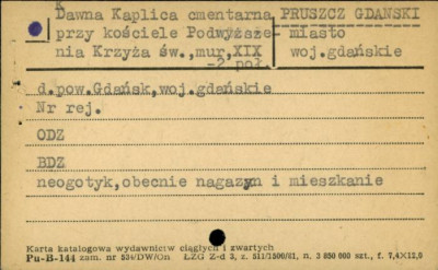 dawna kaplica cmentarna przy kościele Podwyższenia Krzyża Św., skan 1