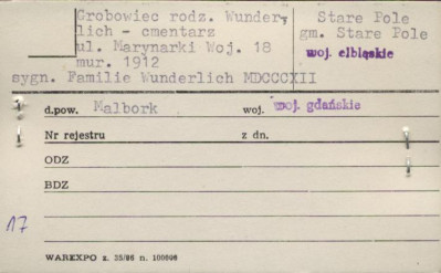 grobowiec rodz. Wunderlich - cmentarz, skan 1