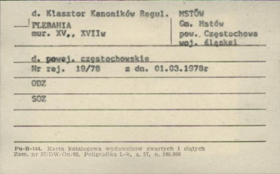 klasztor kanoników regularnych, ob. plebania, skan 1