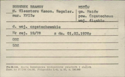 budynek bramny d. Klasztoru Kanon. Regular., skan 1