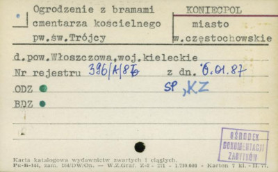 ogrodzenie z bramami cmentarza kościelnego pw. Św. Trójcy, skan 1