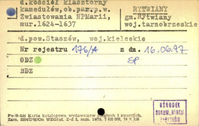 kościół kamedułów, ob. par. pw. Zwiastowania Najśw. Marii Pannie, skan 1