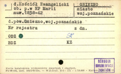kościół ewangelicki, ob. rzym.-kat. pw. Najświętszej Marii Panny Królowej Polski, skan 1