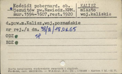 kościół bernardynów, ob. jezuitów pw. Nawiedzenia Najświętszej Maryi Panny, skan 1