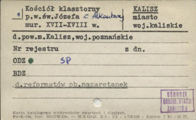 kościół reformatów, ob. nazaretanek pw. św. Józefa z Alkantary, skan 1
