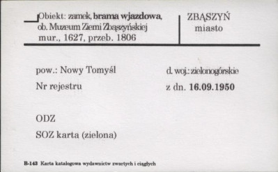 brama zamku, ob. muzeum ziemi Zbąszyńskiej, skan 1