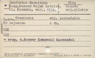 dowództwo garnizonu zesp. koszar wojsk lotnicz. w zesp. d. koszar kompanii łączności, skan 1