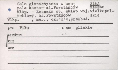 sala gimnastyczna w zespole koszar, ob. sklep meblowy, skan 1