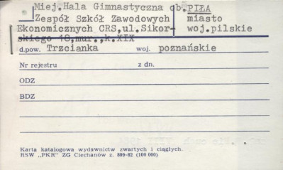 miejska hala gimnastyczna, ob. zespół szkół zawodowych ekonomicznych CRS, skan 1