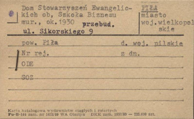 dom stowarzyszeń ewangelickich, ob. szkoła biznesu, skan 1