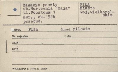 magazyn poczty, ob. hurtownia Maja, skan 1