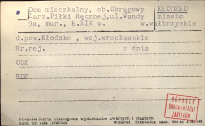 dom mieszkalny, ob. Okręgowy Zarz. Piłki Ręcznej, skan 1