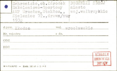 schronisko, ob. Ośrodek Szkoleniowo-Sportowy AWF Wrocław Stokłos, skan 1
