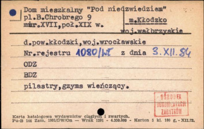 dom mieszkalny Pod niedźwiedziem, skan 1