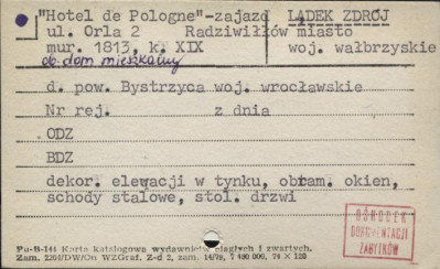 Hotel de Pologne - zajazd Radziwiłłów, ob. dom mieszkalny, skan 1
