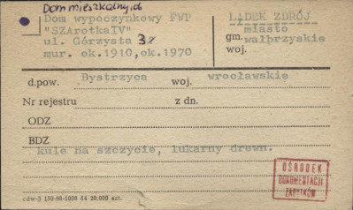 dom mieszkalny, ob. dom wypoczynkowy FWP Szarotka IV, skan 1