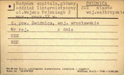 budynek szpitala, główny oddział Internistyczny zakład opieki zdrowotnej, skan 1