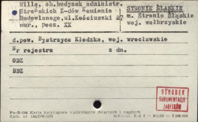willa, ob. budynek administr. Strońskich Z - dów Kamienia Budowlanego, skan 1
