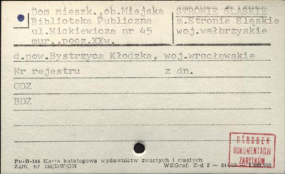 dom mieszkalny, ob. Miejska Biblioteka Publiczna, skan 1