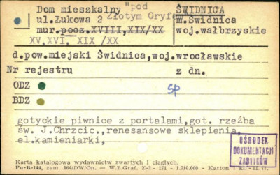dom mieszkalny Pod Złotym Gryfem, skan 1
