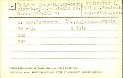 budynek gospodarczy w zespole klasztornym cystersów - folwark, ob. POHZ, skan 1