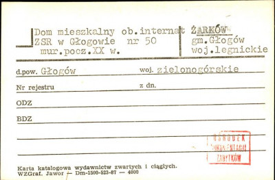 dom mieszkalny, ob. internat ZSR w Głogowie, skan 1