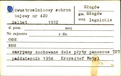 dwustrzelnicowy schron bojowy nr 420, skan 1