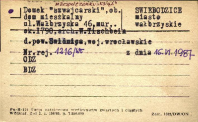 domek szwajcarski w zespole zamku Książ, ob. dom mieszkalny,, skan 1