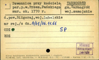 dzwonnica przy kościele par. pw. Przemienienia Pańskiego, skan 1