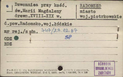 dzwonnica przy kościele pw. św. Marii Magdaleny, skan 1