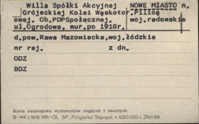 willa spółki akcyjnej Grójeckiej kolei wąskotorowej. ob. PDPSpołecznej., skan 1