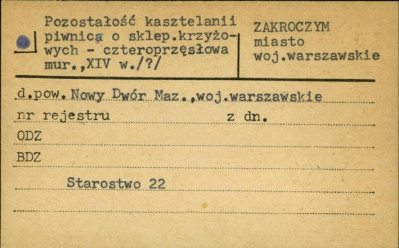 pozostałości kasztelnii piwnica i sklep. krzyżowych - czteroprzęsłowa, skan 1