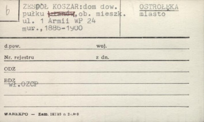 zespół koszar: dom dow. pułku, ob. mieszk., skan 1