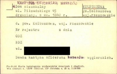 kantyna oficerska Huzarów, ob. dom mieszkalny, skan 1